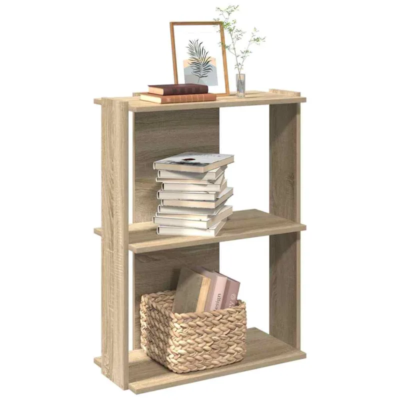 Librería de 3 niveles en roble sonoma, 60x30x80 cm - pangivo