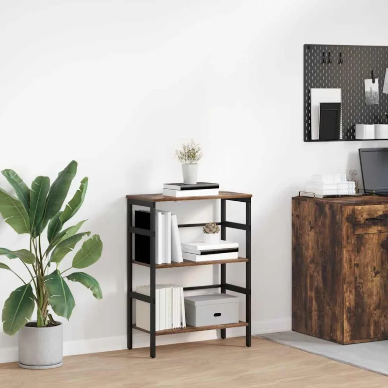 Estantería de roble ahumado de 60 x 29,5 x 81 cm, fabricada en madera de ingeniería. - pangivo