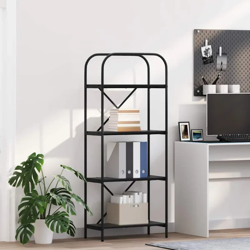 Estantería de roble negro de 60 x 30 x 146 cm, fabricada en madera de ingeniería. - pangivo