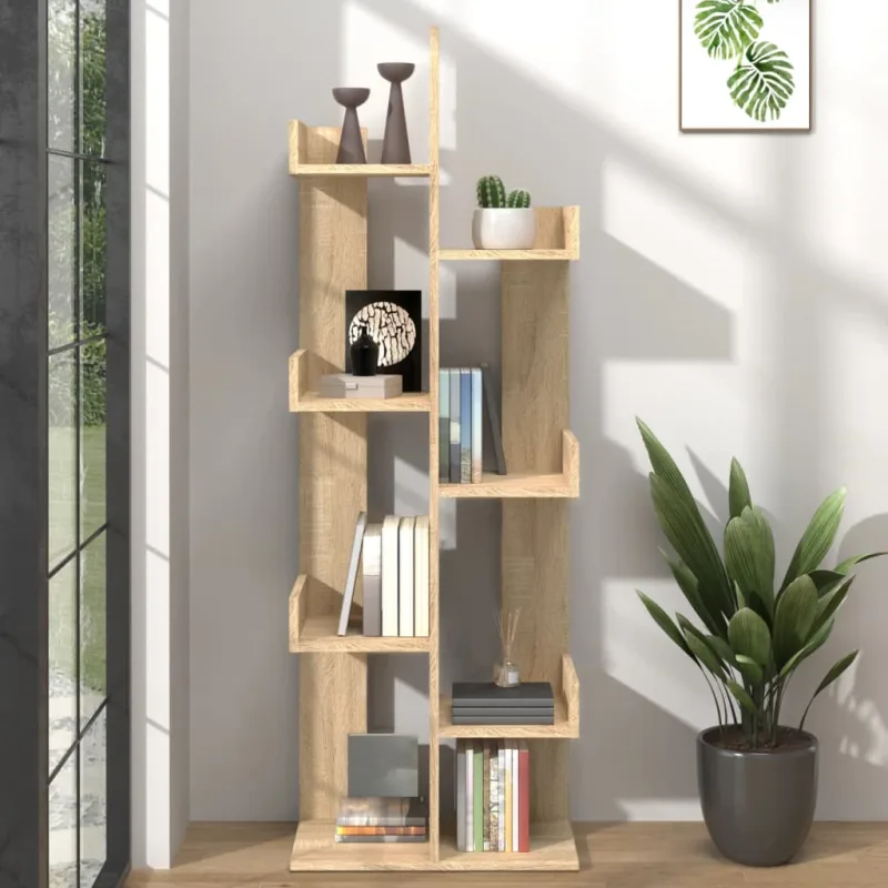Librería sonoma de roble, 48 x 25,5 x 140 cm, madera de ingeniería. - pangivo