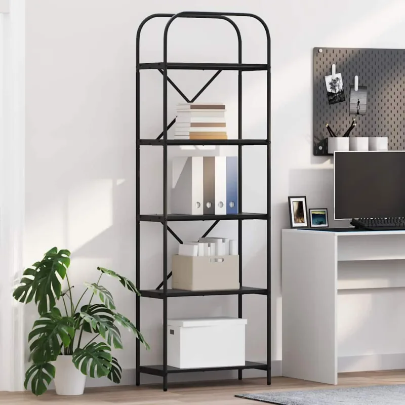 Estantería de roble negro de 60 x 30 x 183 cm, fabricada en madera de ingeniería. - pangivo