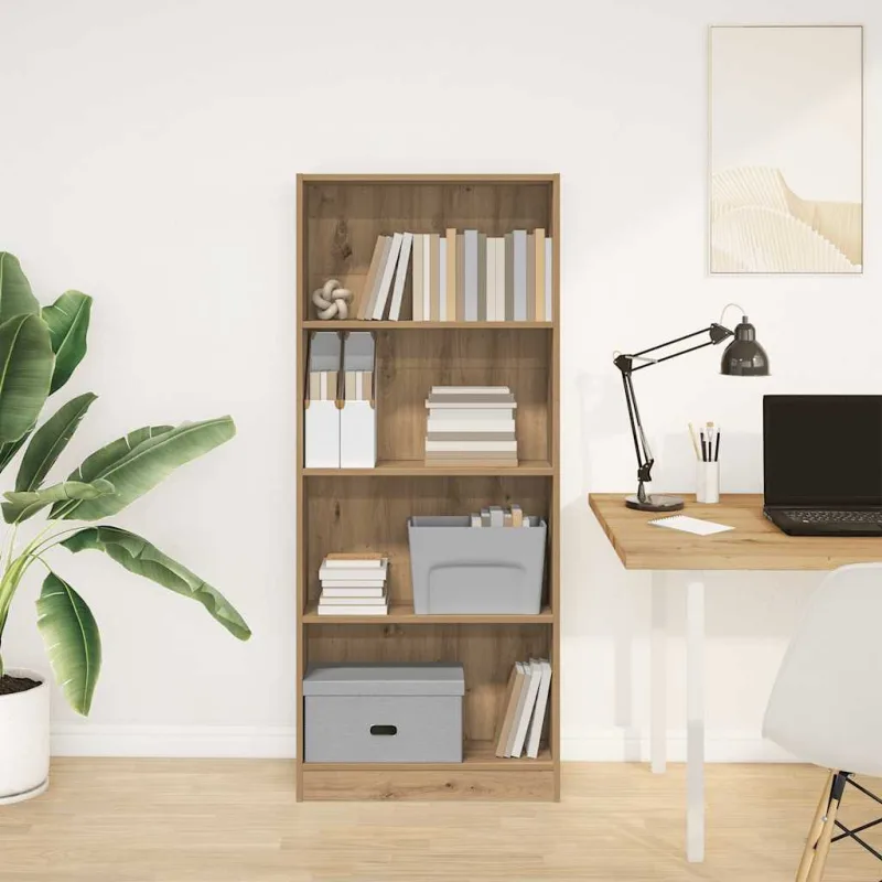 Librería artesanal de roble, 60x24x143 cm, madera de ingeniería. - pangivo