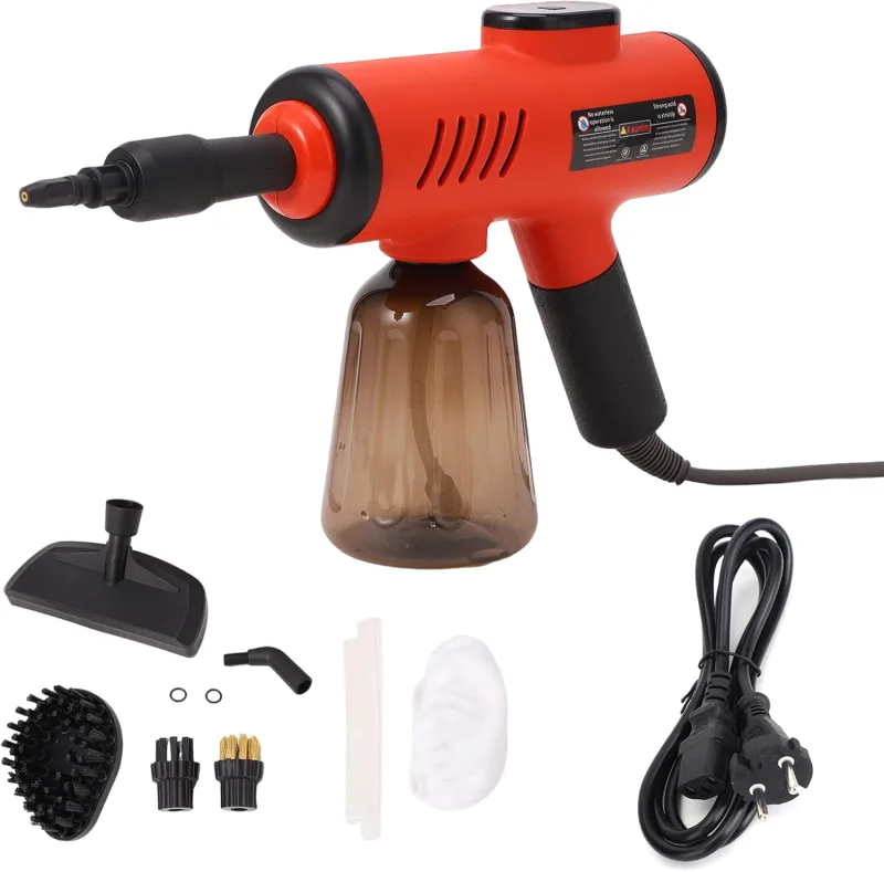 Limpiador a vapor de mano, pantalla digital para suelos, sofás, ventanas, coches, azulejos, rojo