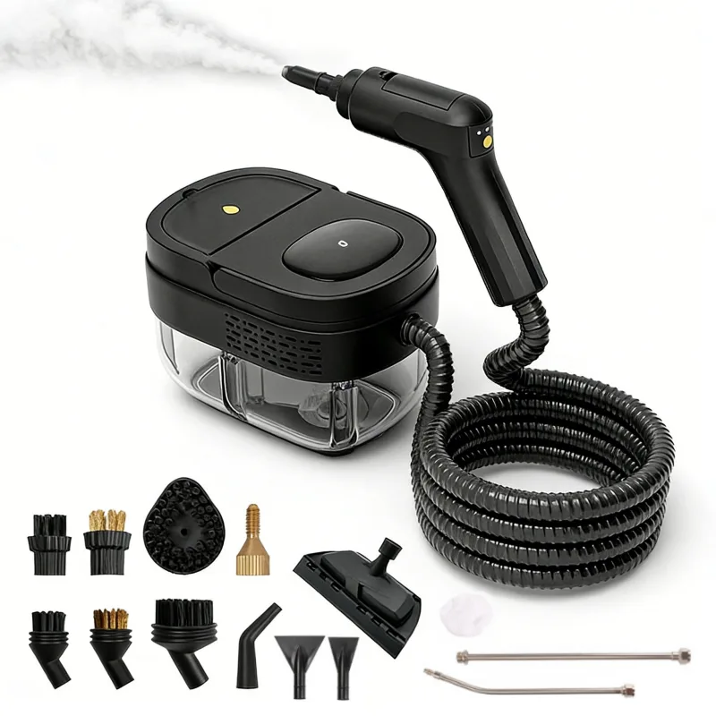 Autrucker limpiador a vapor de alta temperatura y alta presión, limpiador de suelos, manguera antiescaldamiento reforzada(negro - juego de 14 piezas)