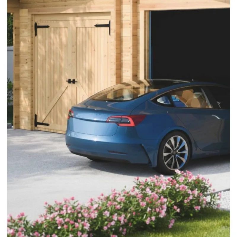 Puerta de garaje de madera – puertas de 40 mm – bisagras antiguas – preparada para candado – pg3655 foresta