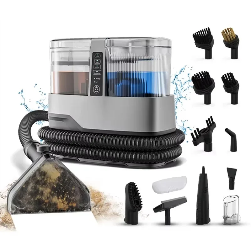 Limpiador de alfombras a vapor de 1800 w,para el hogar,17 kpa,quitamanchas, múltiples boquillas, apto para la limpieza de muebles y mascotas-qwinern