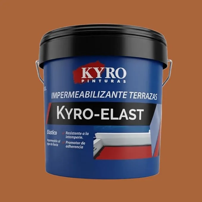 Revestimiento impermeabilizante terrazas, caucho antigoteras. color teja con fibra 14l