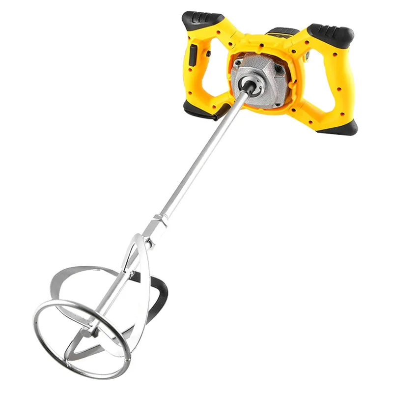 Mezcladora eléctrica industrial, mezcladora portátil, mezcladora de paletas de 6 velocidades, mezcladora de hormigón, norma europea, amarilla.