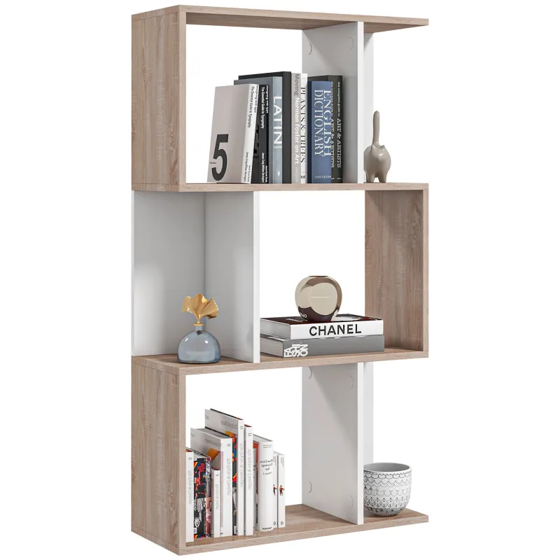 Librería moderna de madera para oficina con 3 estantes, 60 × 24 × 111,4 cm