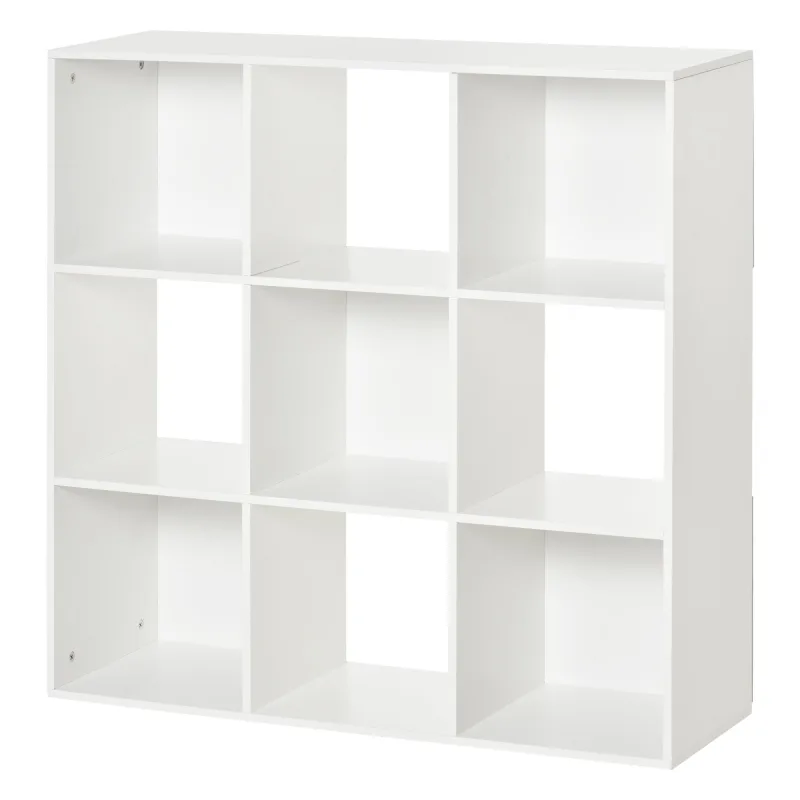Estantería librería 3niveles armario de almacenamiento 9cubos estantería de pie separador de habitación estante de exposición 91,5x29,5x91,5cm madera