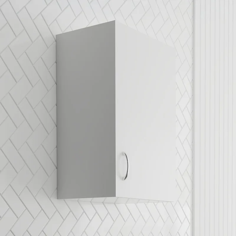 Mueble lavadero 45x32 cm, 1 puerta – dos estantes – madera blanca hidrófuga – negrari