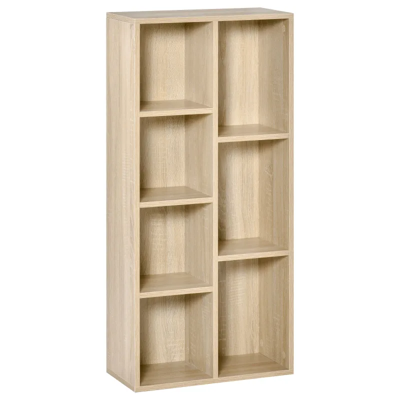 Estantería librería de madera armario de libros con 7 compartimentos para plantas archivos 50x24x106 cm roble
