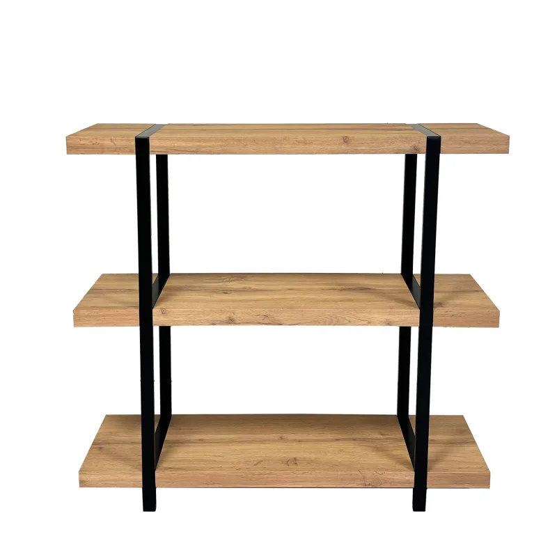 Estanteria 3 baldas dm+lamina melamina, metal negro