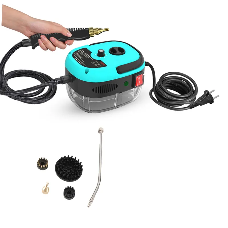 Limpiador a vapor portátil de 1500w, alta temperatura y alta presión, con 3 cabezales de cepillo, ideal para limpiar muebles de cocina, color azul