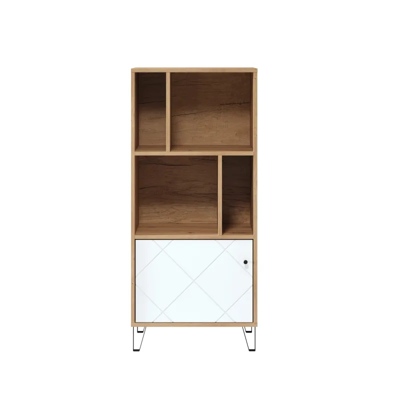 Mueble contenedor artesanal kidou roble y blanco mate 63 cm