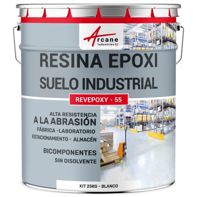 Pintura epoxi para suelos industriales - revepoxy tráfico intenso - 25 kg (hasta 50 m² en 2 capas) blanco - arcane industries