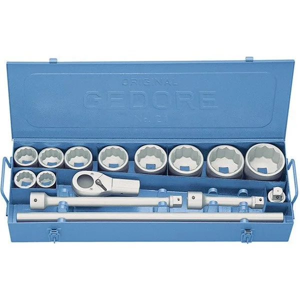 Gedore jeu de clés à douille d 21 emu-10 15 pièces 1 po. ouverture de