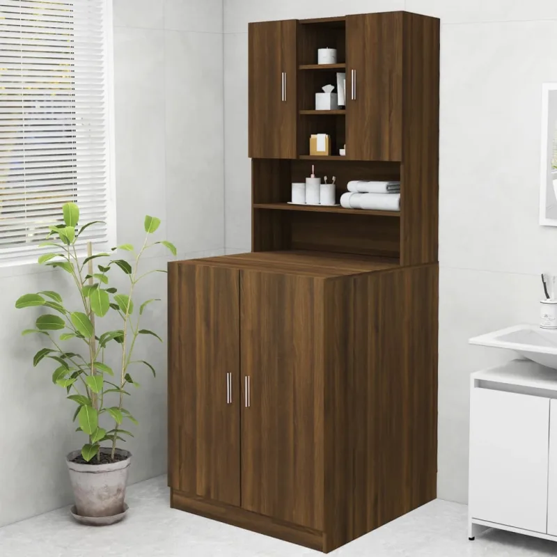 Mueble lavadora roble marrón 70,5x25,5x90 cm