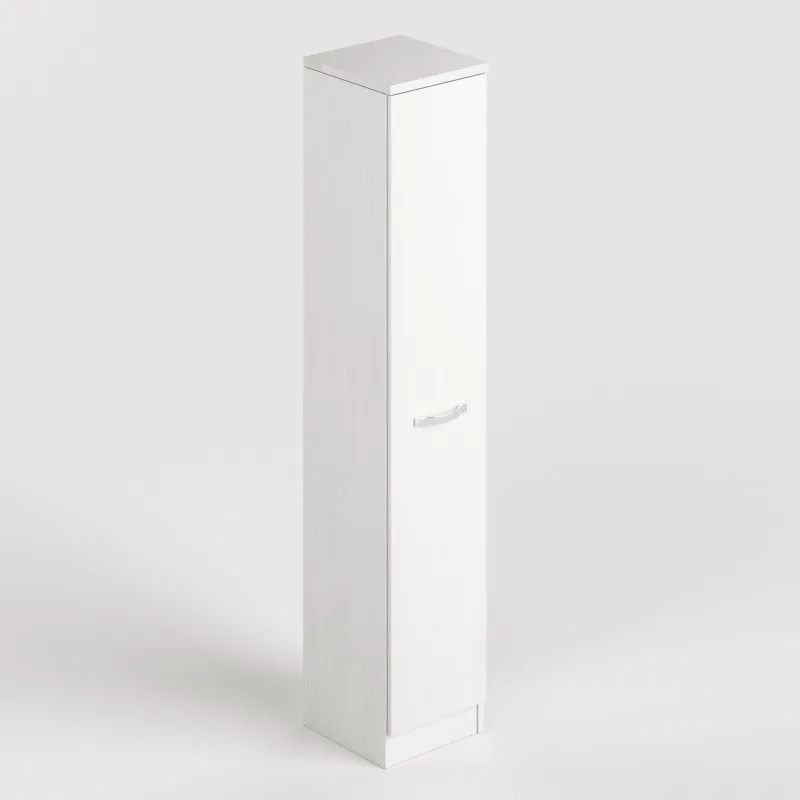 Armario de lavandería blanco con 1 puerta y estantes