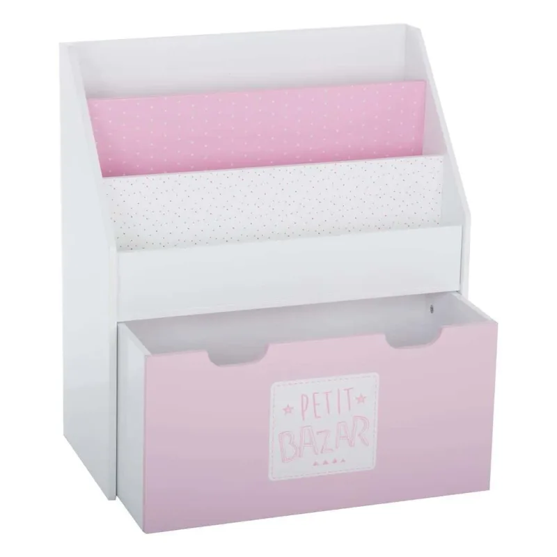 Wellhome - estantería con cajón, ruedas y diseño en color rosa 62,7x30x70cm