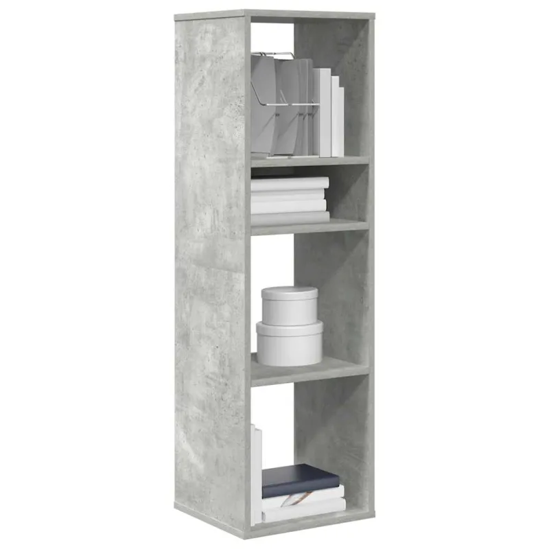 Estantería librería，armario de libros madera ingeniería gris hormigón 34x31x112 cm cfw72386