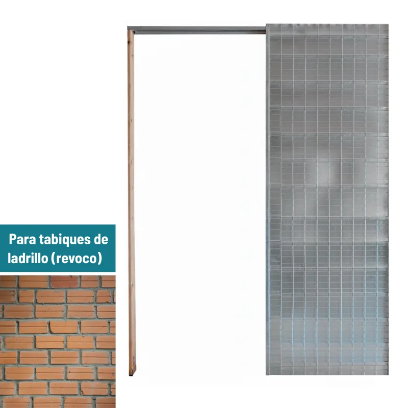 Casoneto puerta corredera para tabique de ladrillo/revoco de 10,5cm - 90x203 cm
