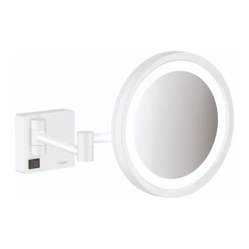 Espejo de aumento con iluminación led hansgrohe addstoris blanco mate