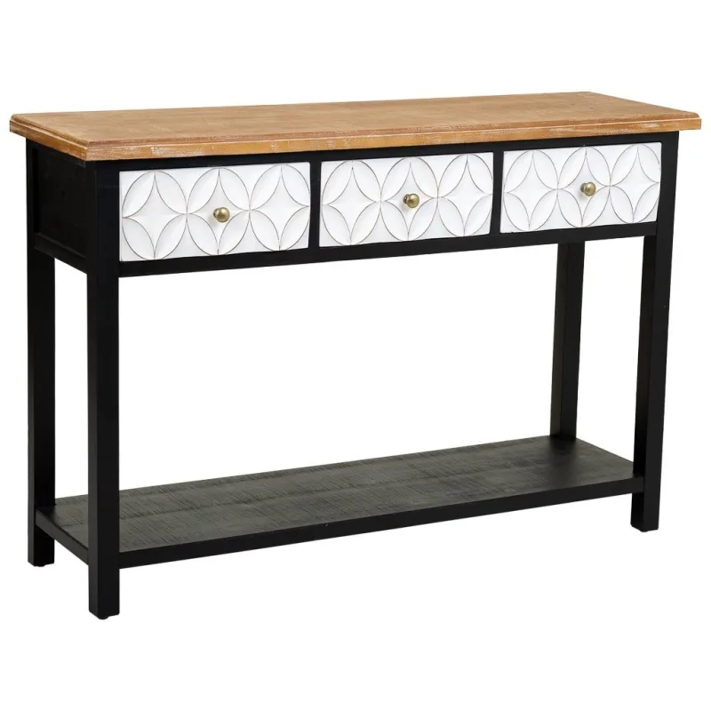 Recibidorde madera con 3 cajones 120x40x81