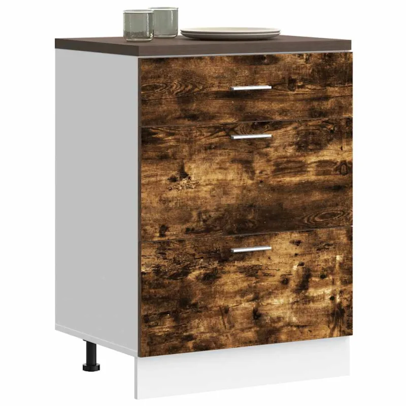 Maison exclusive - mueble bajo de cocina lyon de madera de ingeniería de roble ahumado