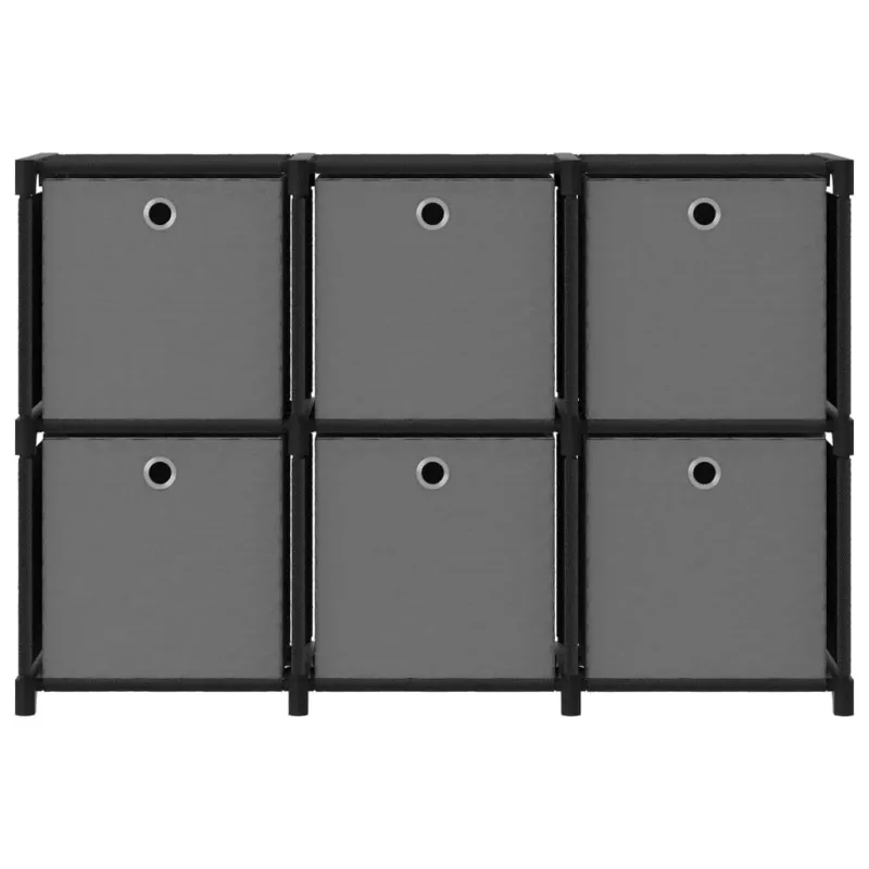 Estantería de 6 cubos con cajas de tela negro 103x30x72,5 cm – comfortxl