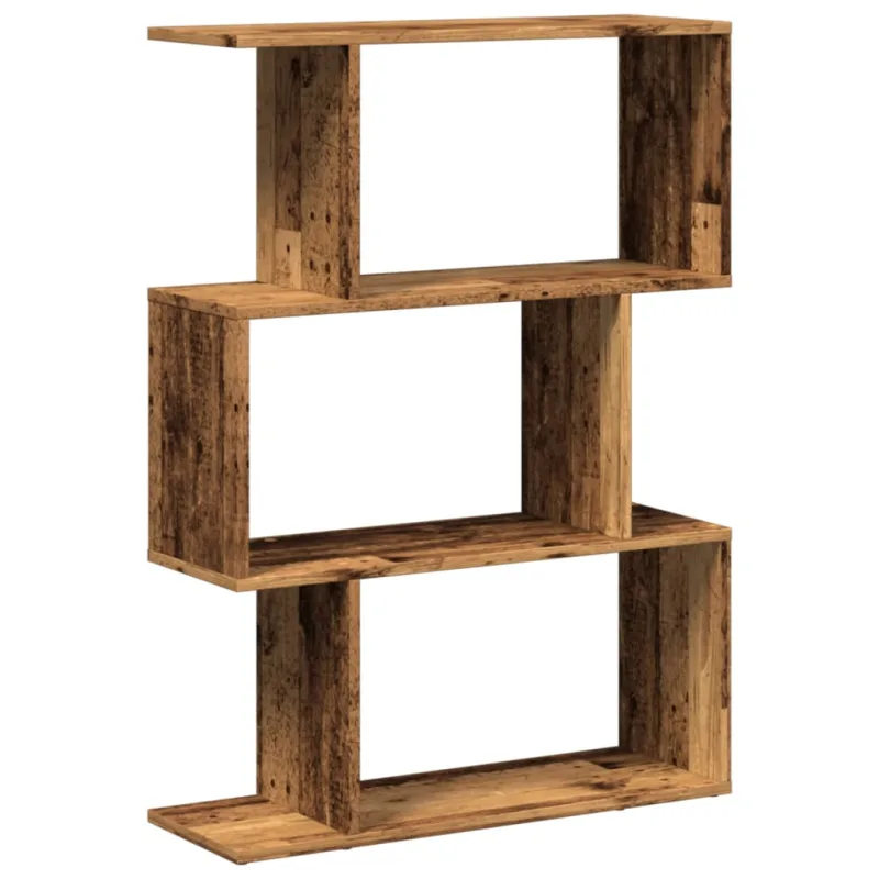 Librería divisora 3 niveles madera envejecida 70x24x97 cm – comfortxl