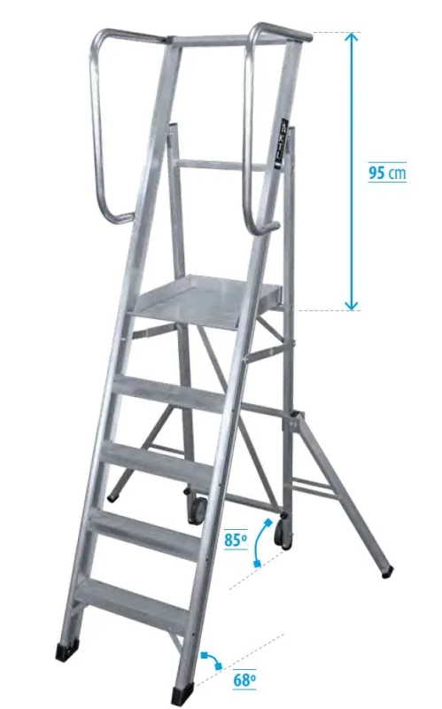 Escalera ktl k-work móbil con plataforma plegable 3 escalones