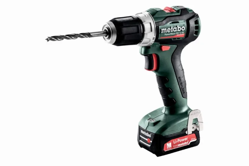 Metabo 601038500 taladro atornillador sin escobillas a bateria 12v 2x 2ah li-ion powermaxx bs 12 bl con maletín