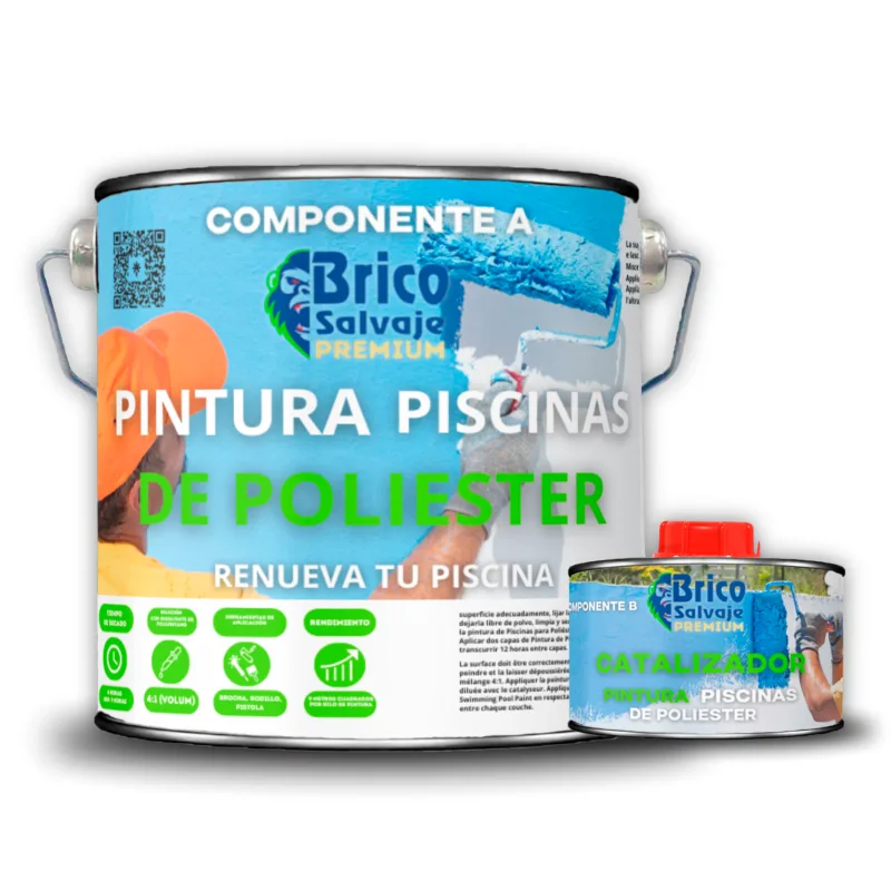 Pintura piscinas de poliester dos componentes 17 kg + 3 kg blanco bricosalvaje premium