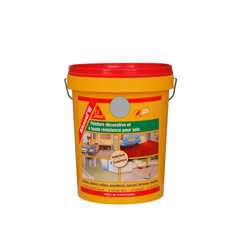 Pintura para suelos de un componente sika sikasol w - gris hormigón - 5l