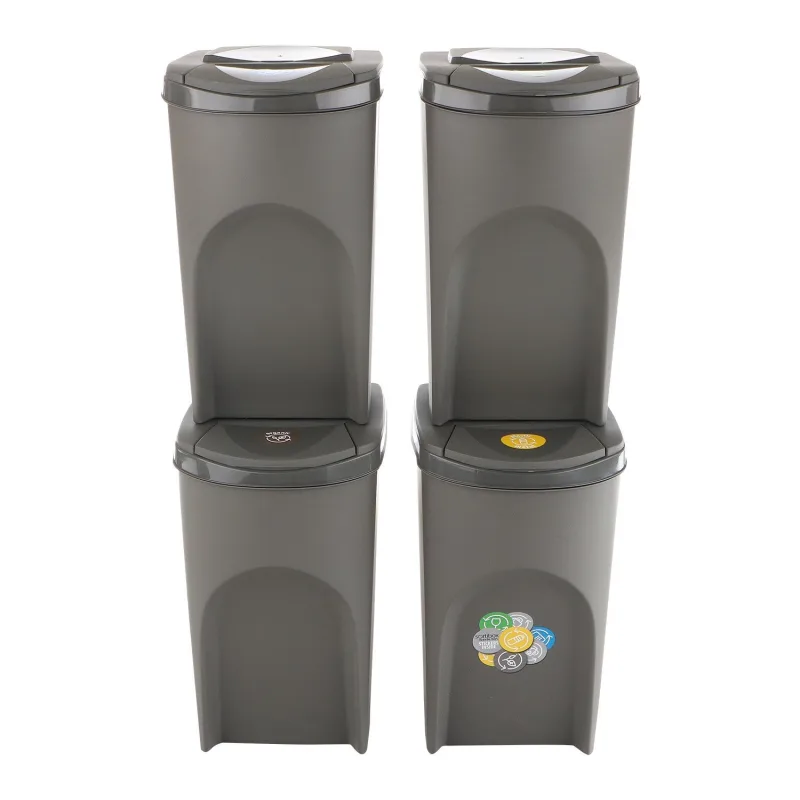 Set de 4 cubos de reciclaje 140l prosperplast sortibox en color gris