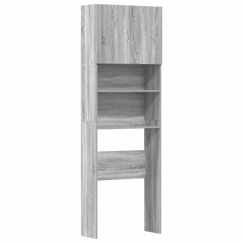 Armario de lavadora madera ingeniería gris sonoma 64x24x190 cm – comfortxl
