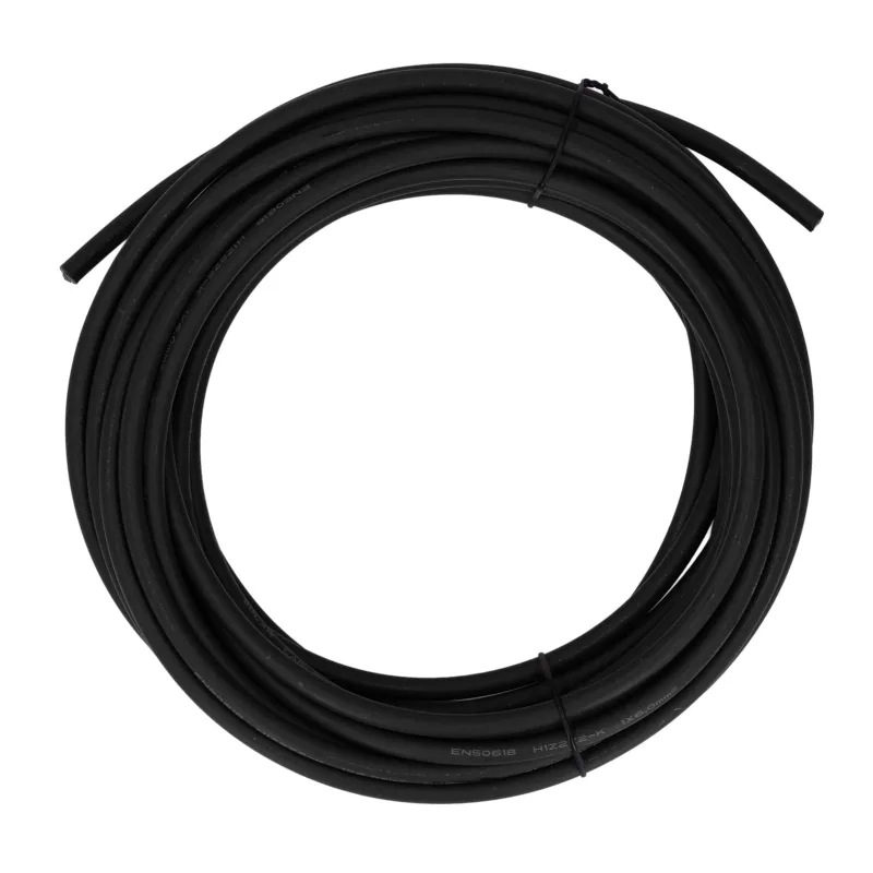 Cable de panel solar de 6 mm² con aislamiento de doble capa, cable de cobre estañado xlpe, cable de extensión fotovoltaico (negro, 50 m/164 pies)