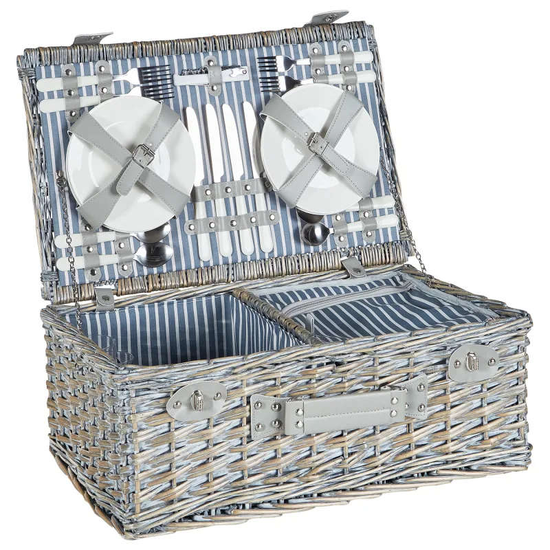 Beliani cesta de pícnic figue mimbre gris