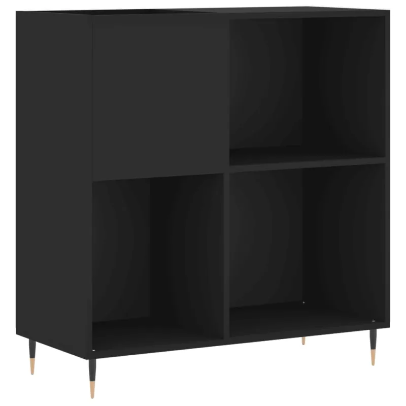 Mueble de almacenaje | mueble para discos madera contrachapada negro 84,5x38x89 cm cfw821137