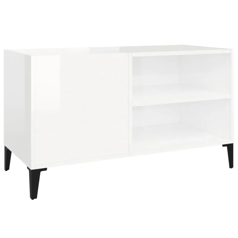 Mueble de almacenaje | mueble discos madera contrachapada blanco brillo 84,5x38x48 cm cfw992994