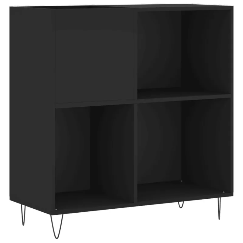 Mueble de almacenaje | mueble para discos madera contrachapada negro 84,5x38x89 cm cfw418028