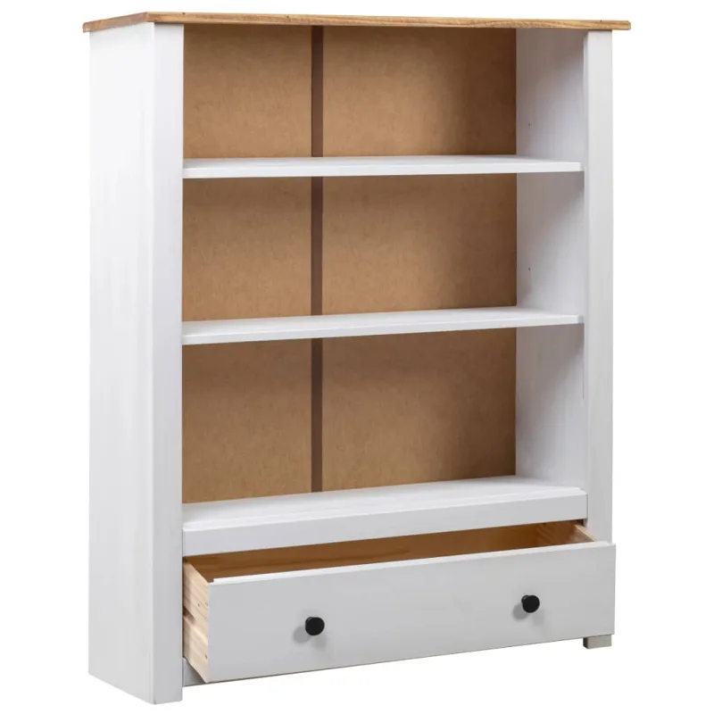Estantería，librería，armario de libros de madera maciza pino estilo panamá blanco 80x35x110 cm cfw288386