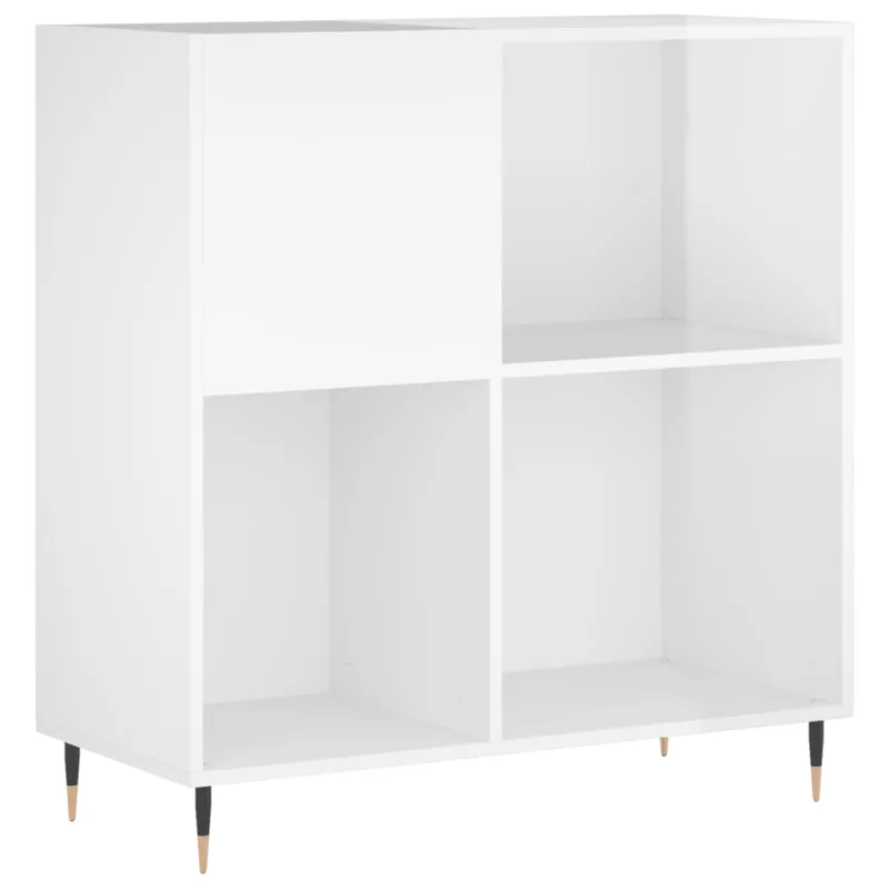 Mueble de almacenaje | mueble discos madera contrachapada blanco brillo 84,5x38x89 cm cfw786445