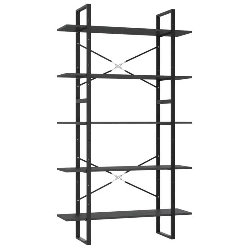 Estantería，librería，armario de libros 5 niveles madera ingeniería gris 100x30x175 cm cfw164180