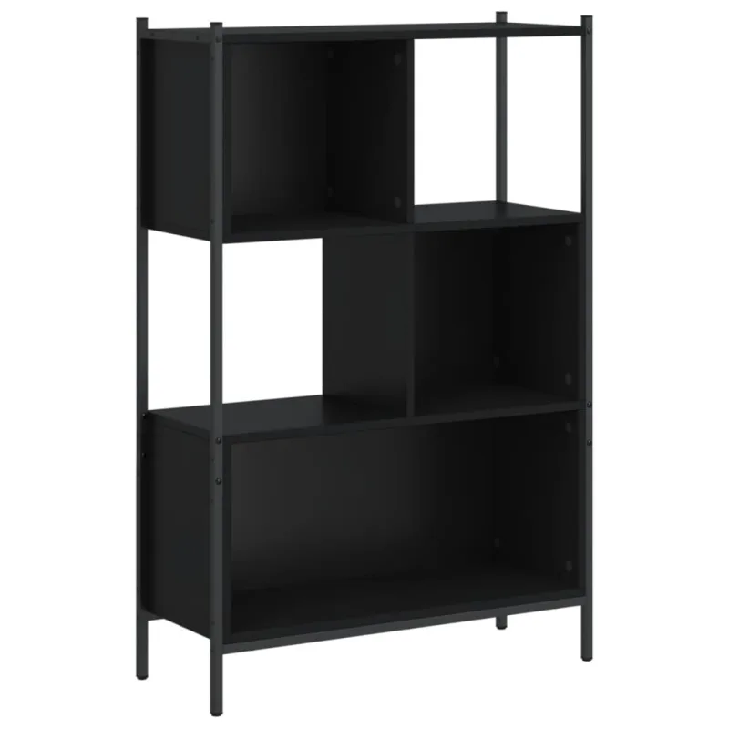 Estantería，librería，armario de libros de madera de ingeniería negra 72x28x109 cm cfw573343