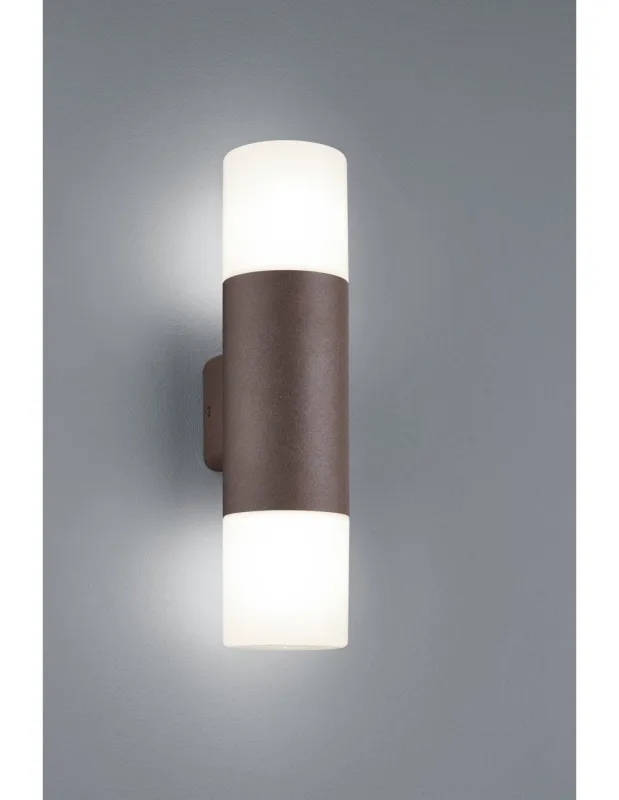 Aplique hoosic doble emisión 2xe27 óxido h33 cm ip44 trio lighting