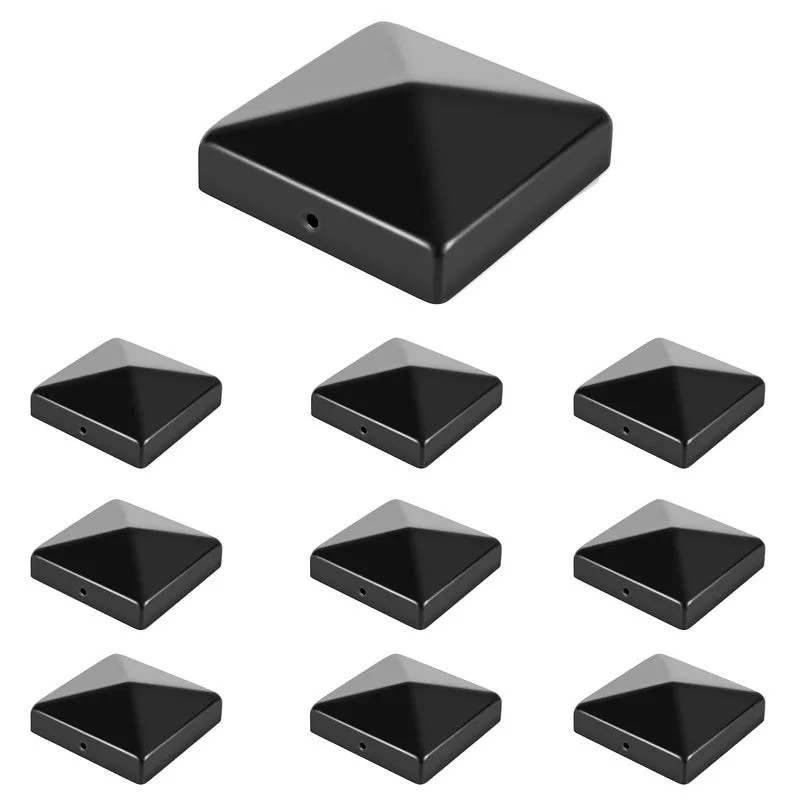 10x tapón de poste tapón de poste cuadrado capuchones piramidales para postes de madera negro 91*91mm