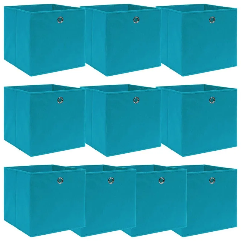 Cajas de almacenaje 10 uds tela azul celeste 32x32x32 cm vidaxl