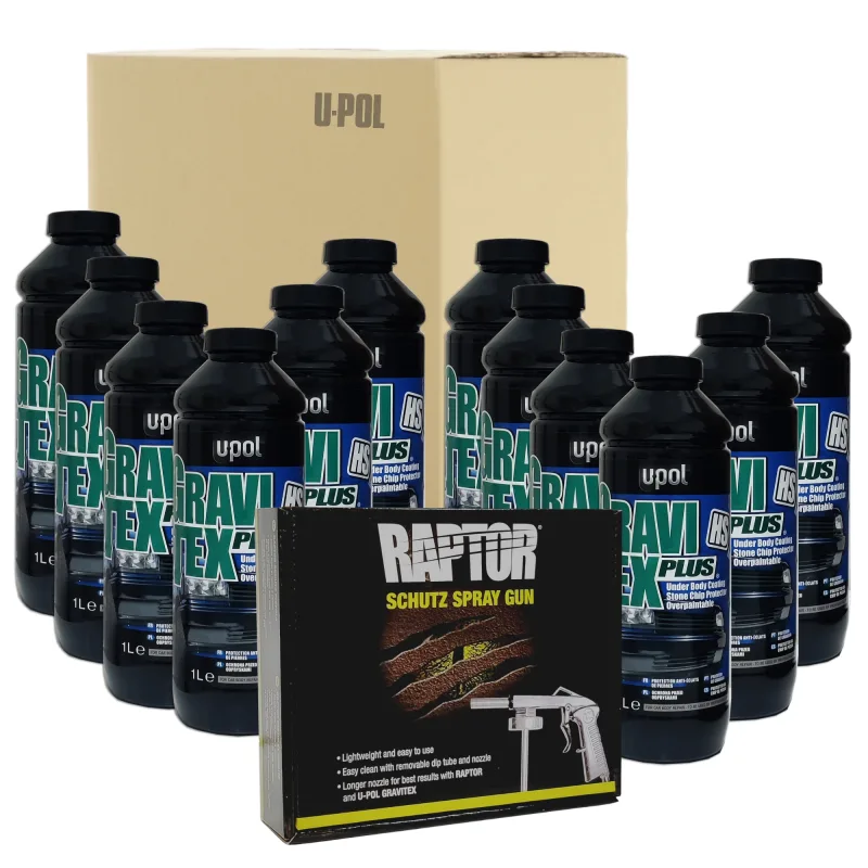Kit 12 x pintura antigravilla hs negro gravitex 1 lt + pistola std